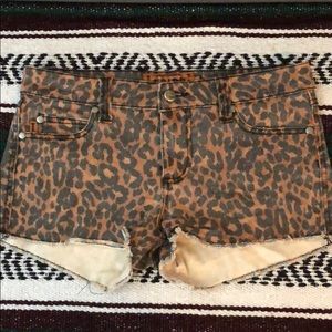 Cheetah print jean shorts